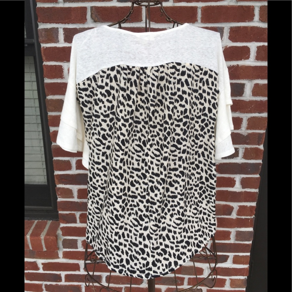 BOUTIQUE UMGEE COLORBLOCKED/ANIMAL PRINT TOP